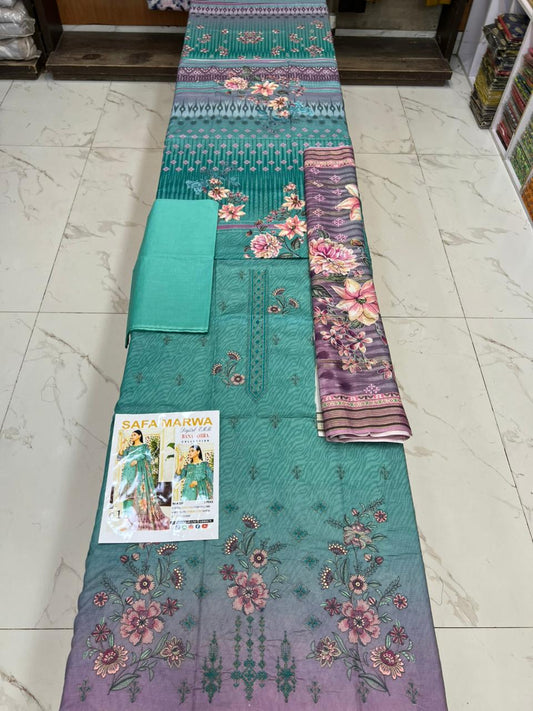 Safa Marwa Original Lawn 3-PC Embroidered Collection