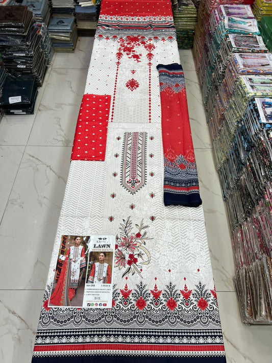 Summer Luxury Lawn – EMB Suit with Chiffon Dupatta