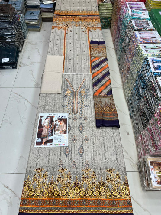 Luxury EMB Lawn 3PC with Chiffon Dupatta – Summer Edition
