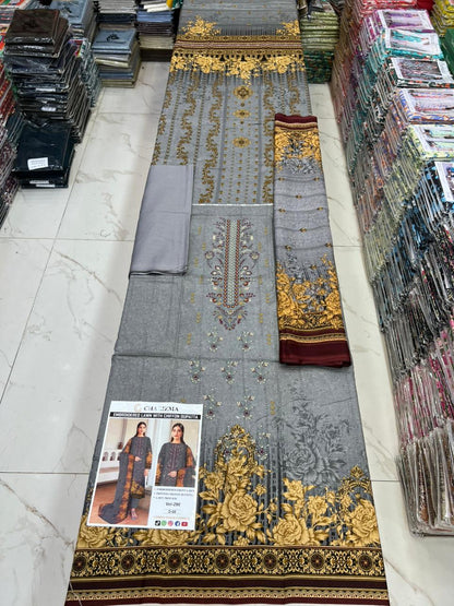 Summer Luxury Lawn – EMB Suit with Chiffon Dupatta