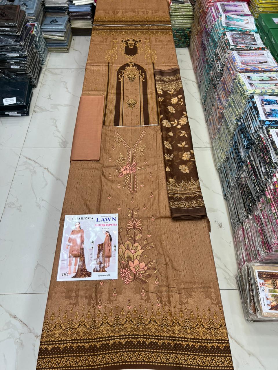 Luxury EMB Lawn 3PC with Chiffon Dupatta – Summer Edition