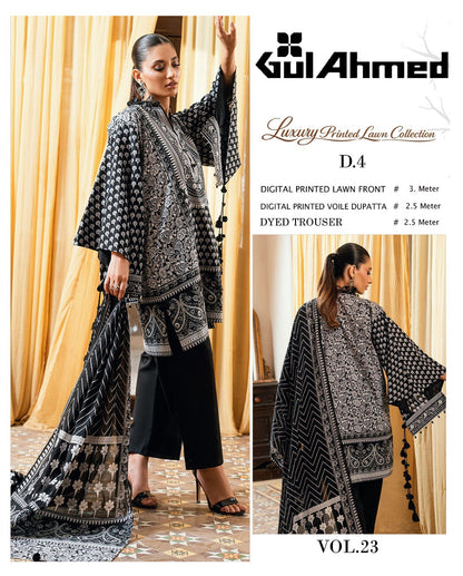 Black Series Lawn 3 Piece With Lawn dupatta