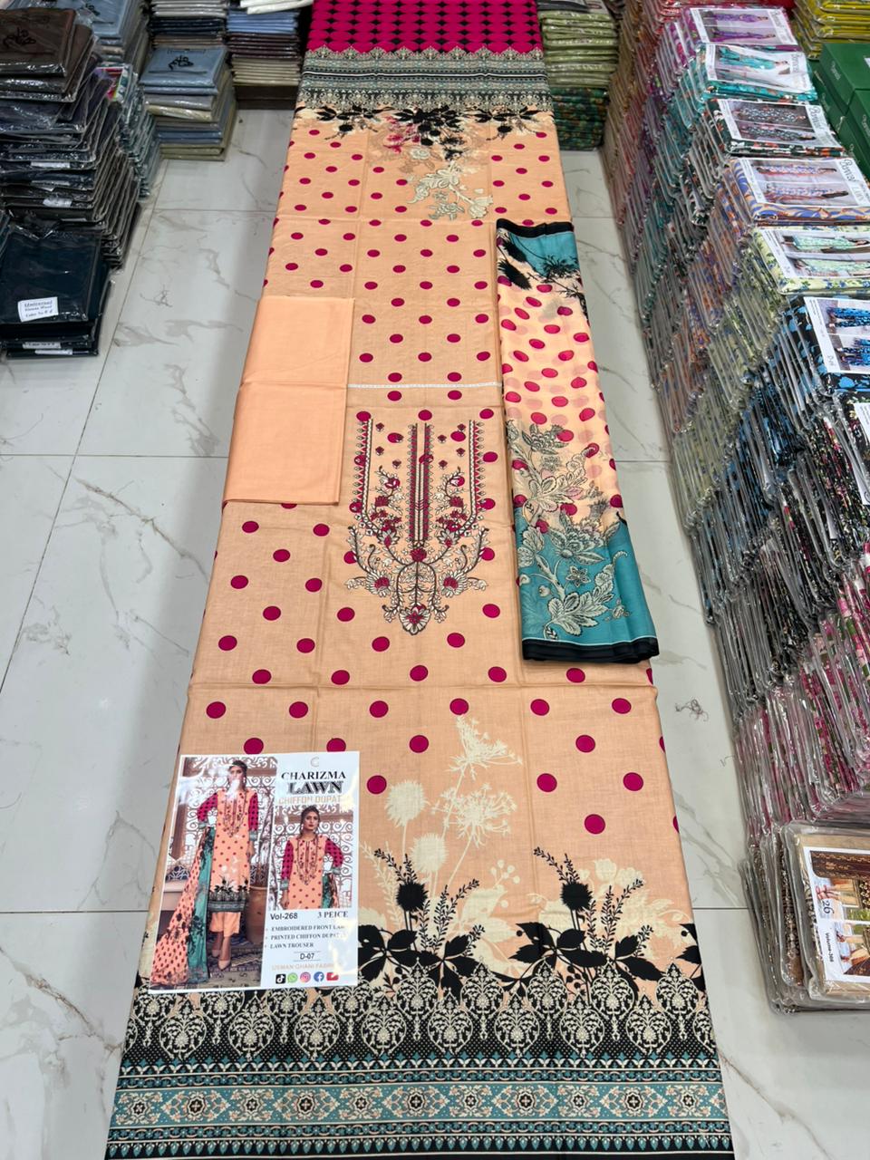 Luxury EMB Lawn 3PC with Chiffon Dupatta – Summer Edition