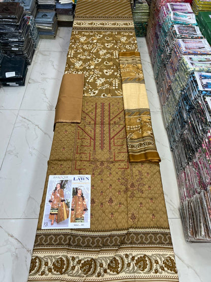 Summer Luxury Lawn – EMB Suit with Chiffon Dupatta