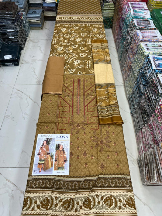 Summer Luxury Lawn – EMB Suit with Chiffon Dupatta