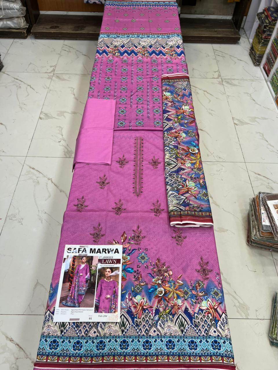 Safa Marwa Original Lawn 3-PC Embroidered Collection