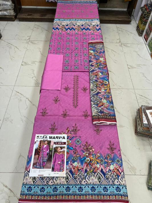 Safa Marwa Original Lawn 3-PC Embroidered Collection
