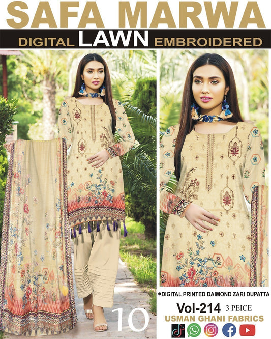 Safa Marwa Original Lawn 3-PC Embroidered Collection