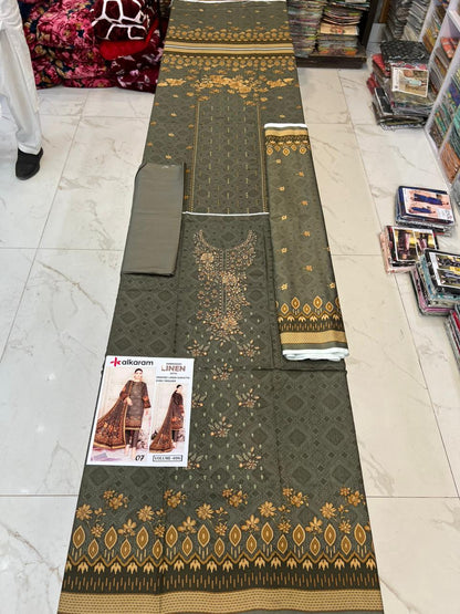 EMBROIDERED LINEN 3PC Multi Brands