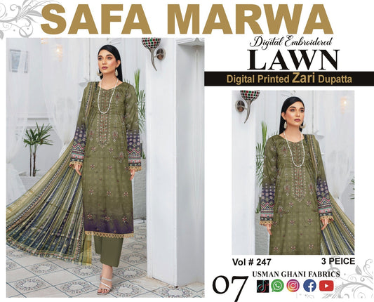 Safa Marwa Original Lawn 3-PC Embroidered Collection