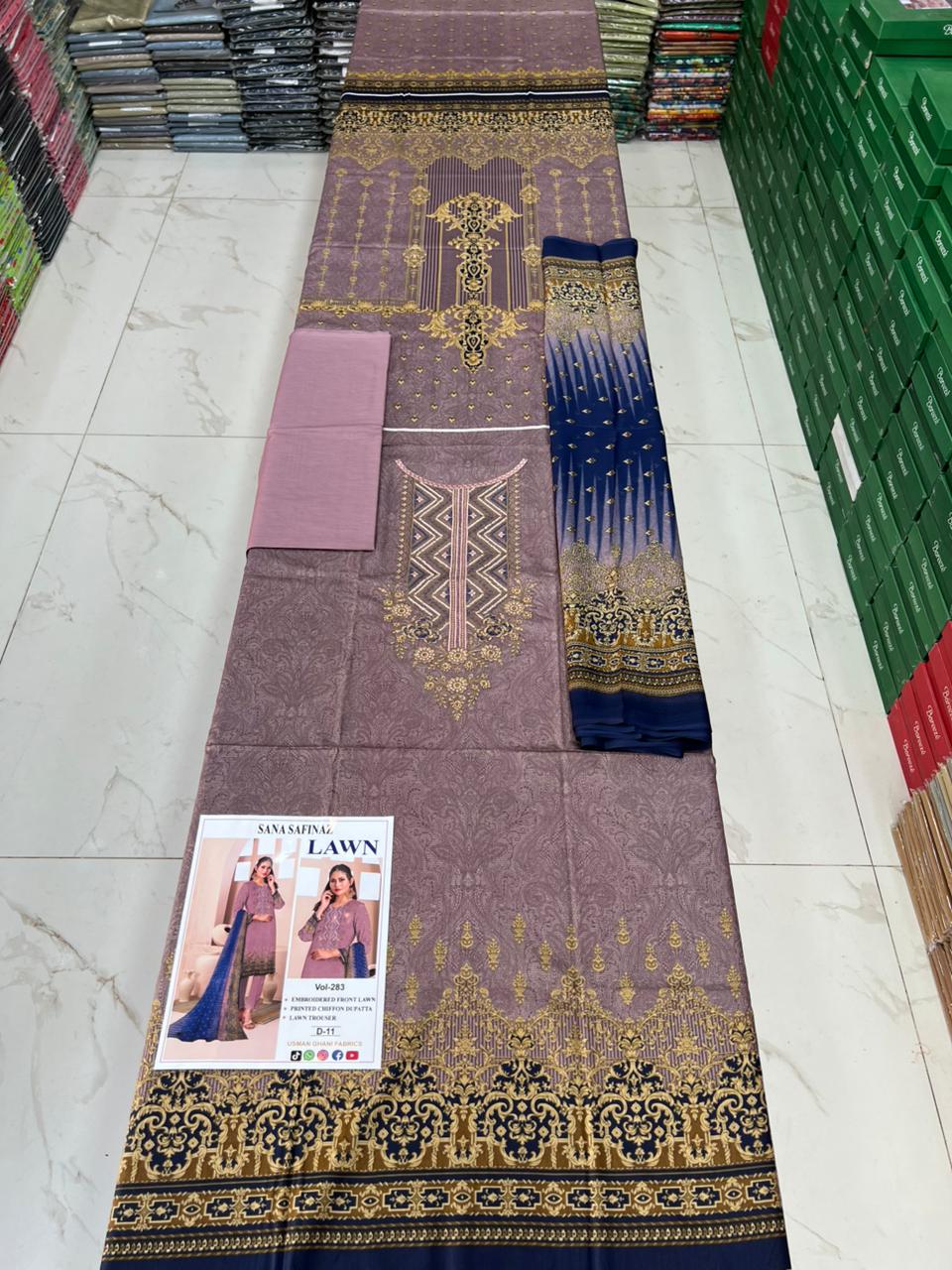 Summer Luxury Lawn – EMB Suit with Chiffon Dupatta