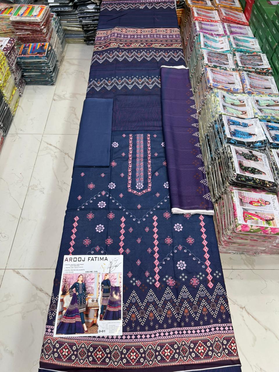AROOJ FATIMA EMB Lawn – Original 3PC