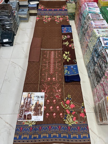 Summer Luxury Lawn – EMB Suit with Chiffon Dupatta