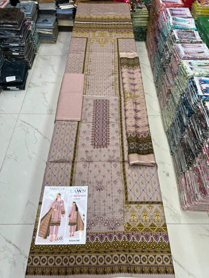 Luxury EMB Lawn 3PC with Chiffon Dupatta – Summer Edition