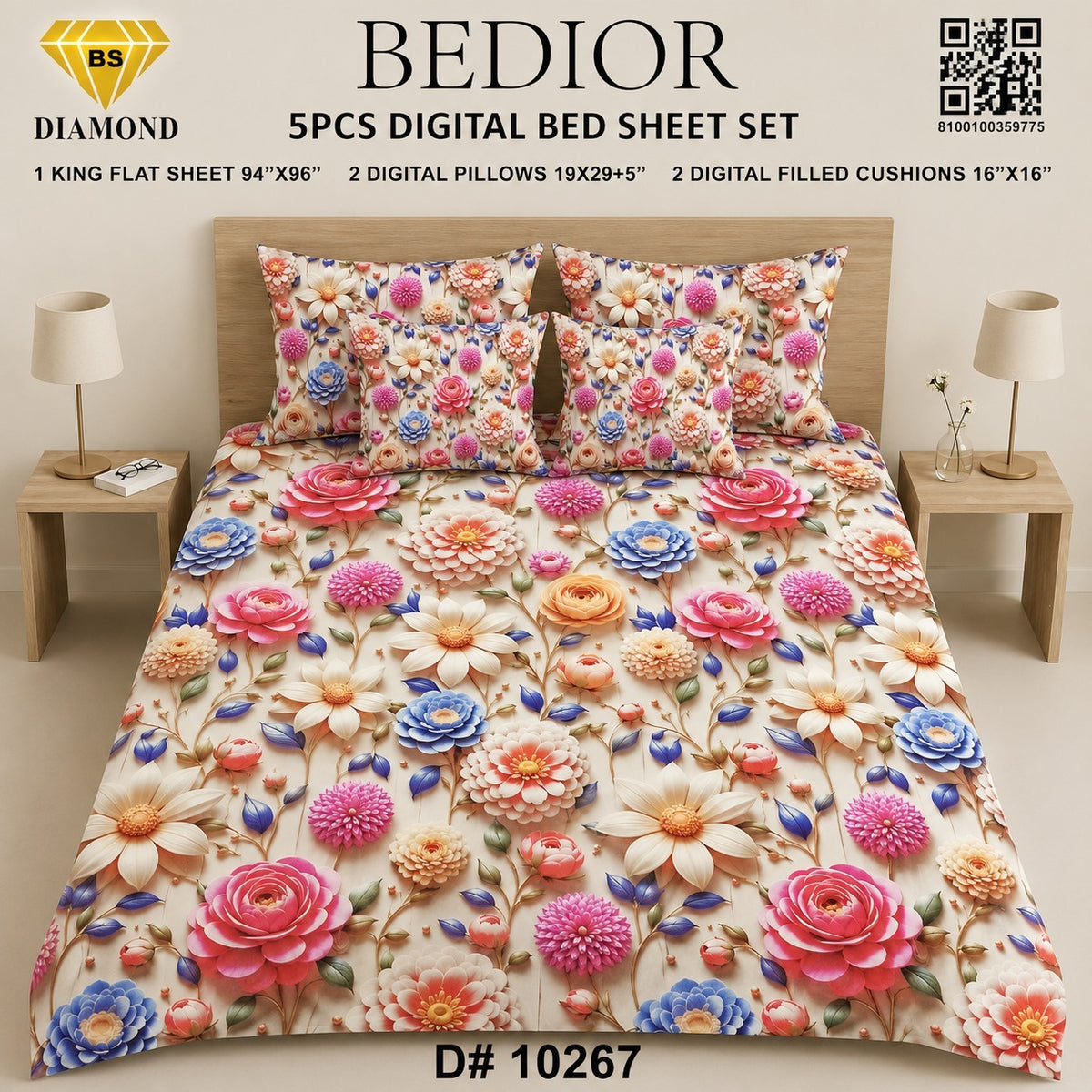 BEDIOR 5PCS DIGITAL BED SHEET SET 10267