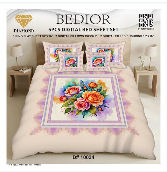 BEDIOR 5PCS DIGITAL BED SHEET SET 10034