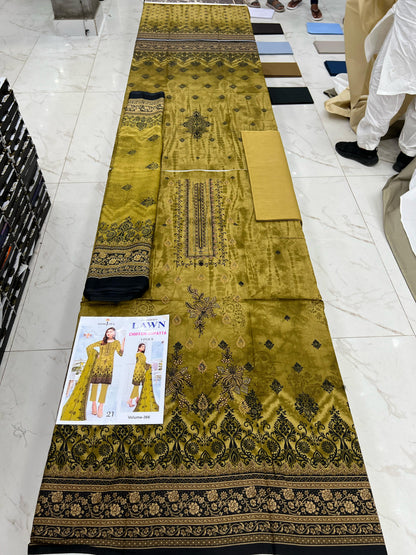 Summer Luxury Lawn – EMB Suit with Chiffon Dupatta