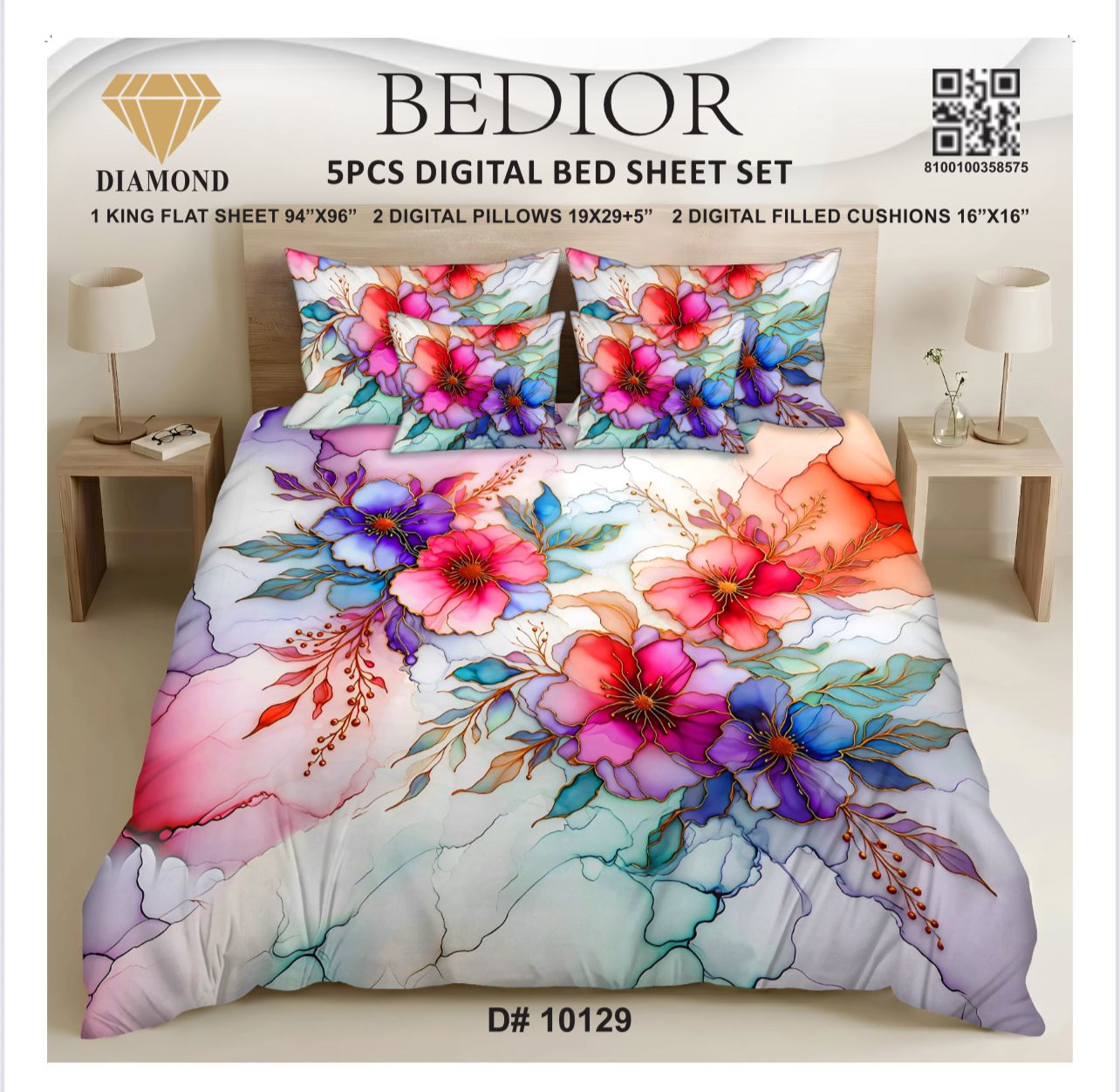Hashim Fabrics BEDIOR 5PCS DIGITAL BED SHEET SET 10129