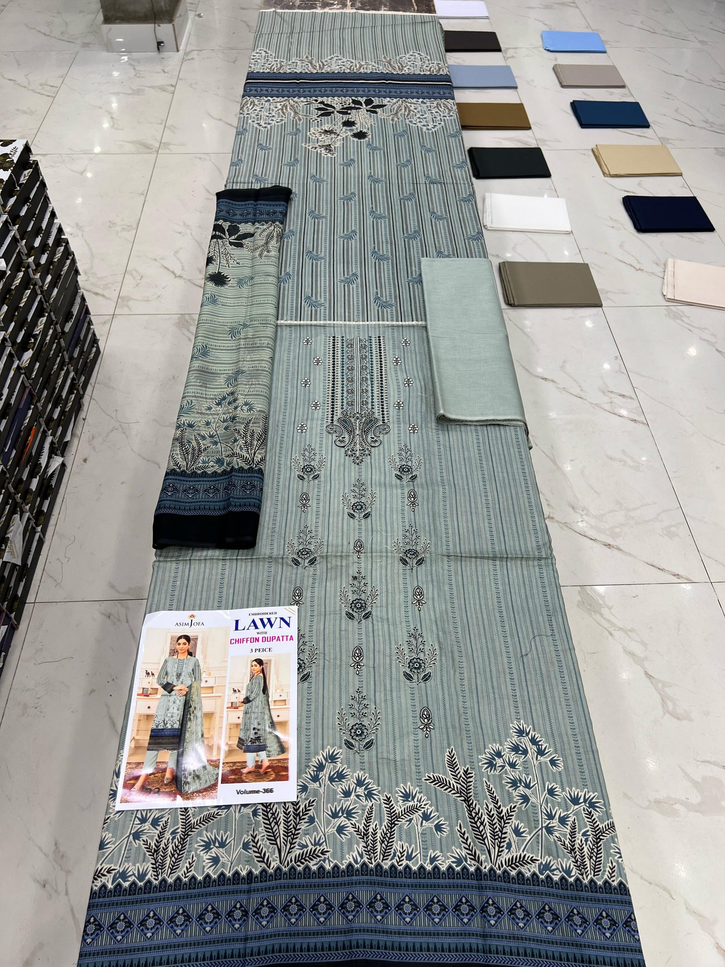 Summer Luxury Lawn – EMB Suit with Chiffon Dupatta