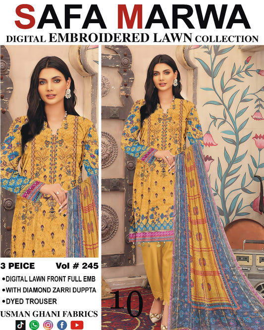 Safa Marwa Original Lawn 3-PC Embroidered Collection