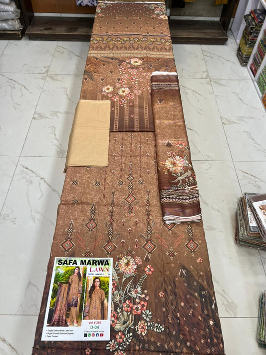 Safa Marwa Original Lawn 3-PC Embroidered Collection