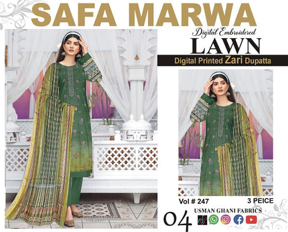 Safa Marwa Original Lawn 3-PC Embroidered Collection