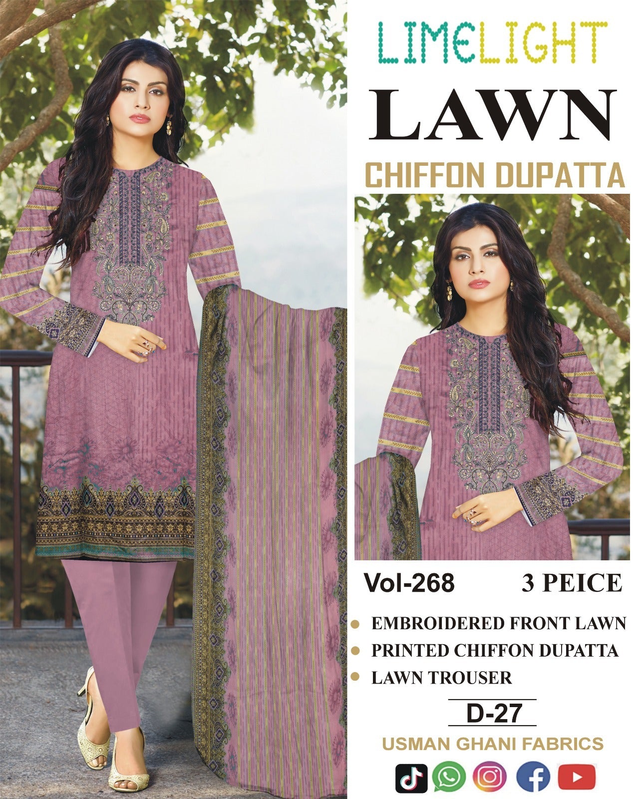 Summer Luxury Lawn – EMB Suit with Chiffon Dupatta
