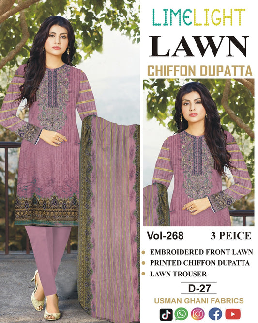 Summer Luxury Lawn – EMB Suit with Chiffon Dupatta