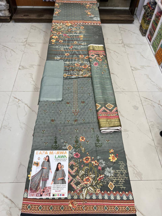 Safa Marwa Original Lawn 3-PC Embroidered Collection