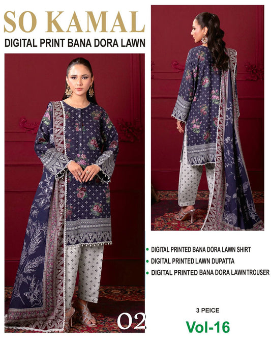 So Kamal BANA DORA LAWN – Digital Printed 3PC Suit