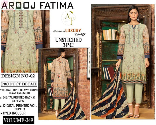Arooj Fatima Lawn EMB 3PC – Luxury Summer Wear