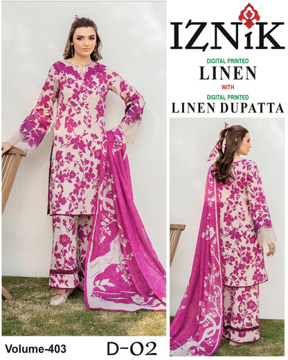 IZNIK LINEN Digital Printed 3PC