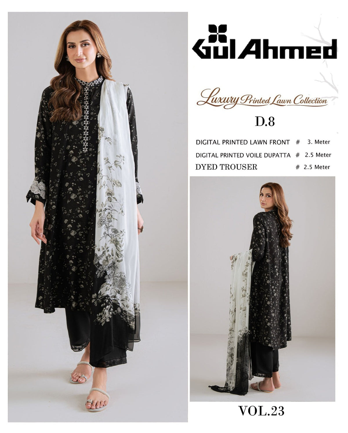 Black Series Lawn 3 Piece With Lawn dupatta
