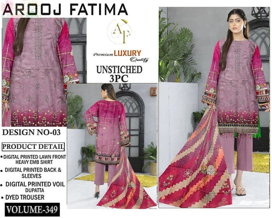 Arooj Fatima Lawn EMB 3PC – Luxury Summer Wear