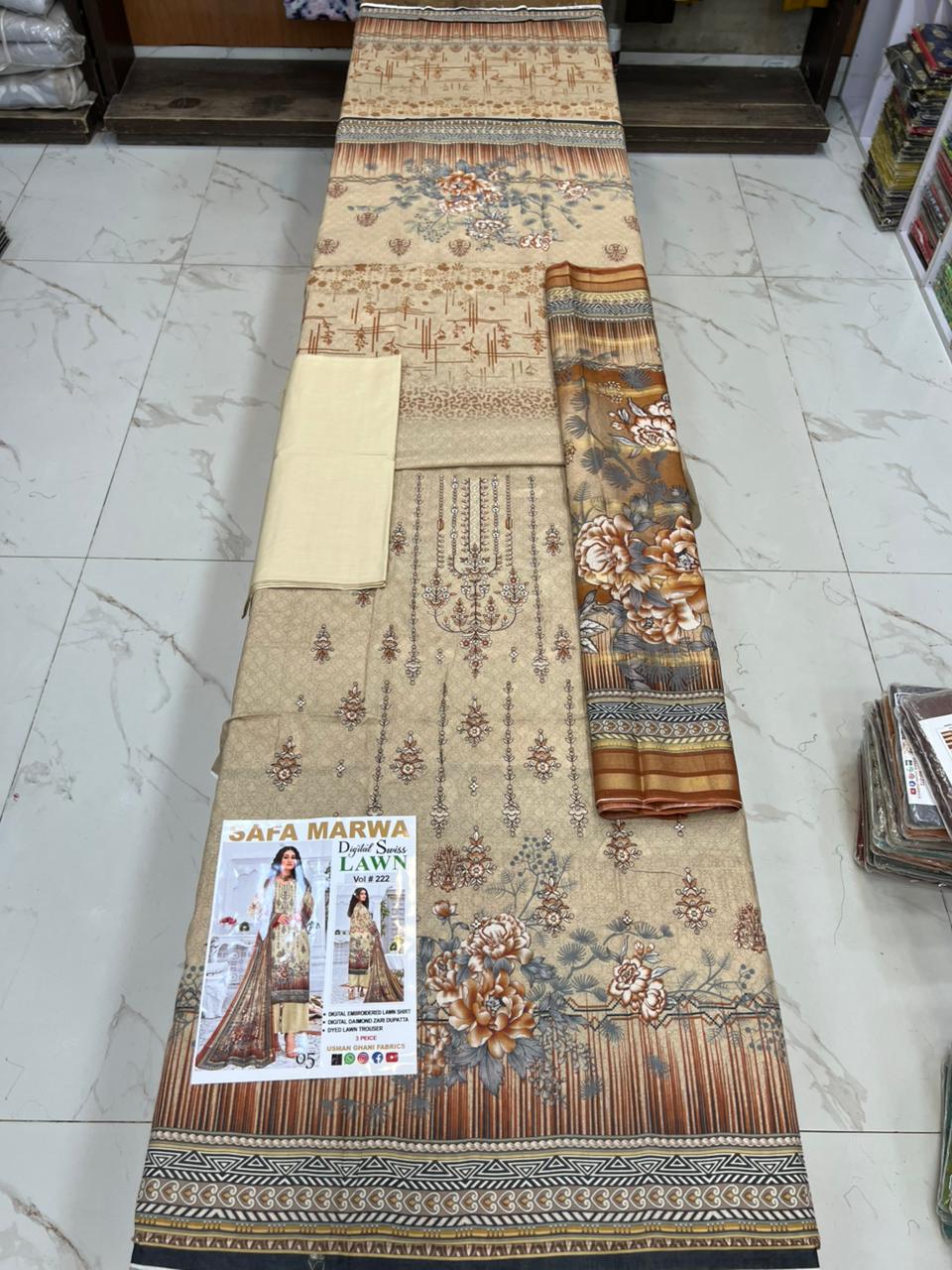 Safa Marwa Original Lawn 3-PC Embroidered Collection