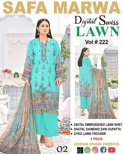 Safa Marwa Original Lawn 3-PC Embroidered Collection