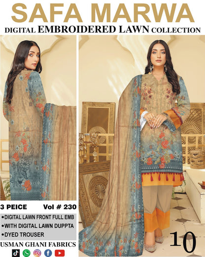 Safa Marwa Original Lawn 3-PC Embroidered Collection
