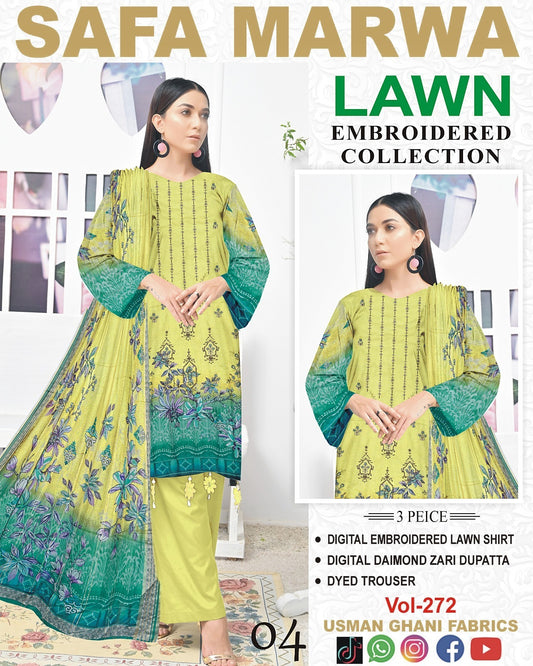 Safa Marwa Original Lawn 3-PC Embroidered Collection