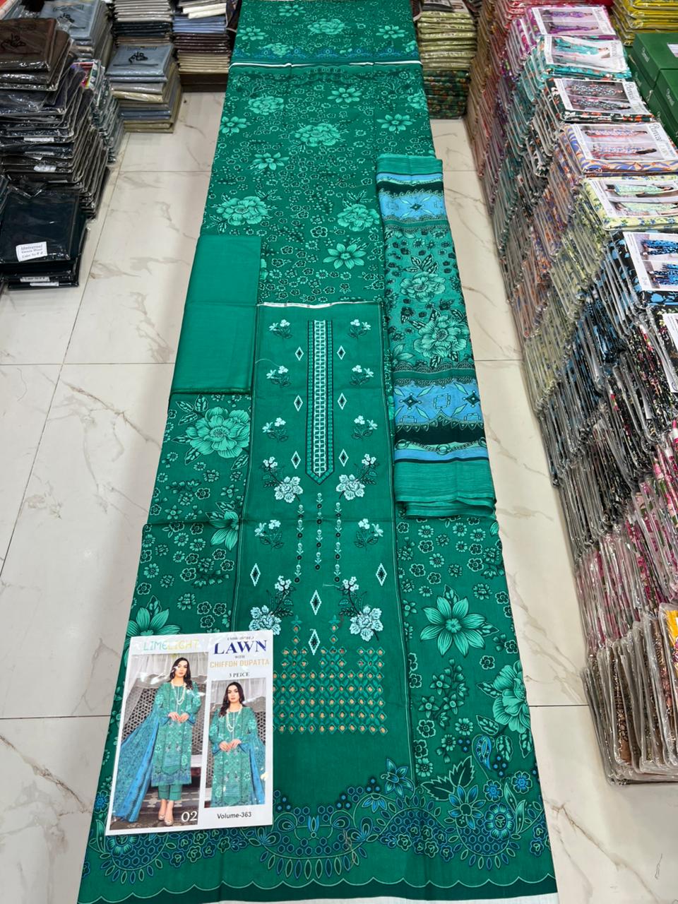 Summer Luxury Lawn – EMB Suit with Chiffon Dupatta