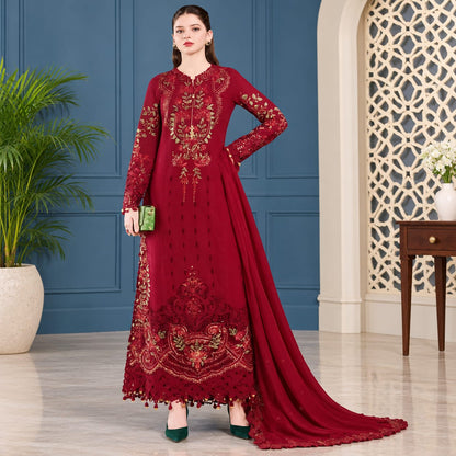 Luxury Dhanak Embroidered 3-Piece Suit