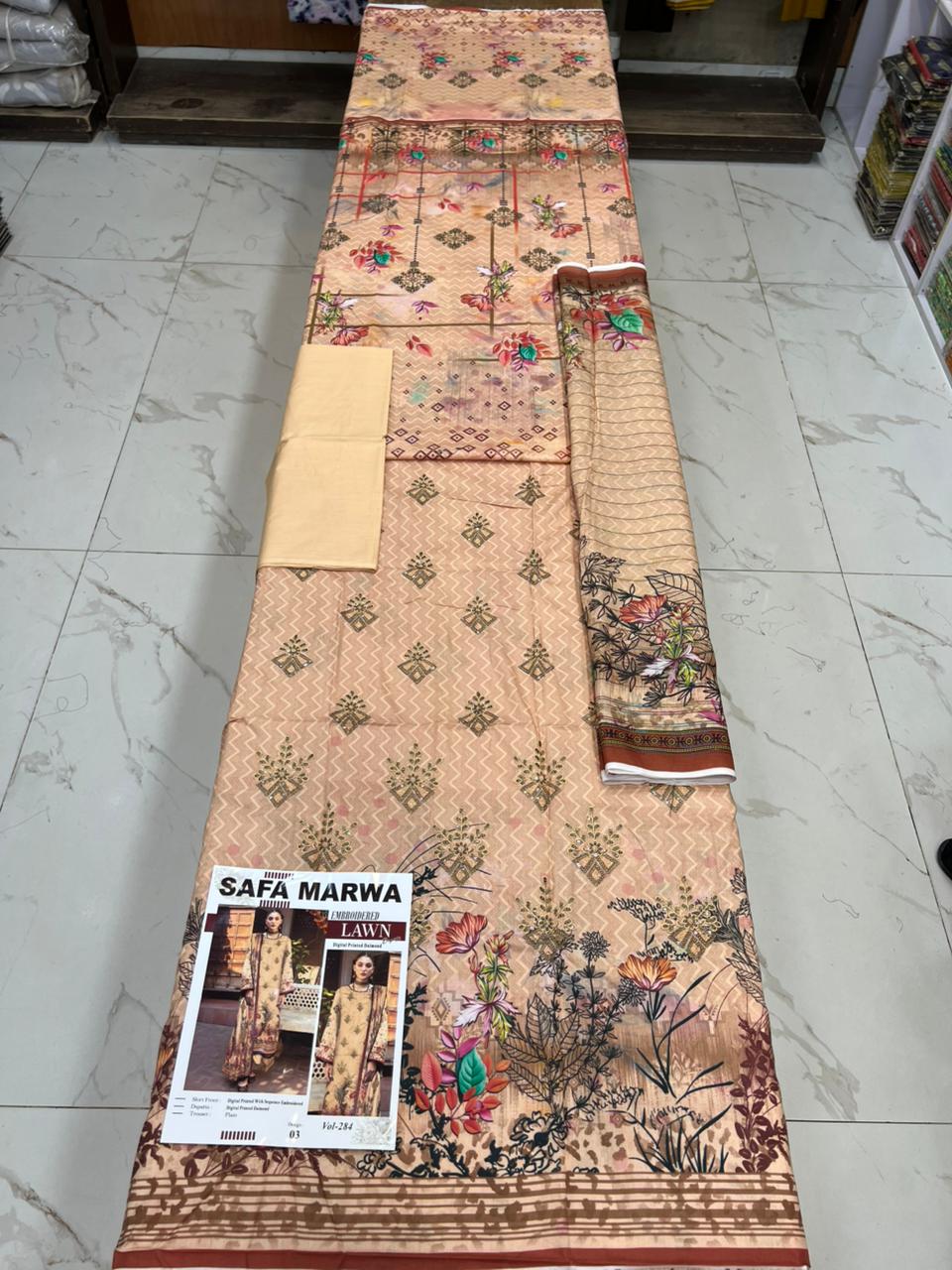 Safa Marwa Original Lawn 3-PC Embroidered Collection