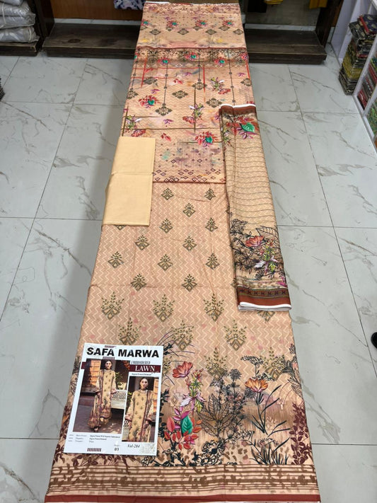 Safa Marwa Original Lawn 3-PC Embroidered Collection