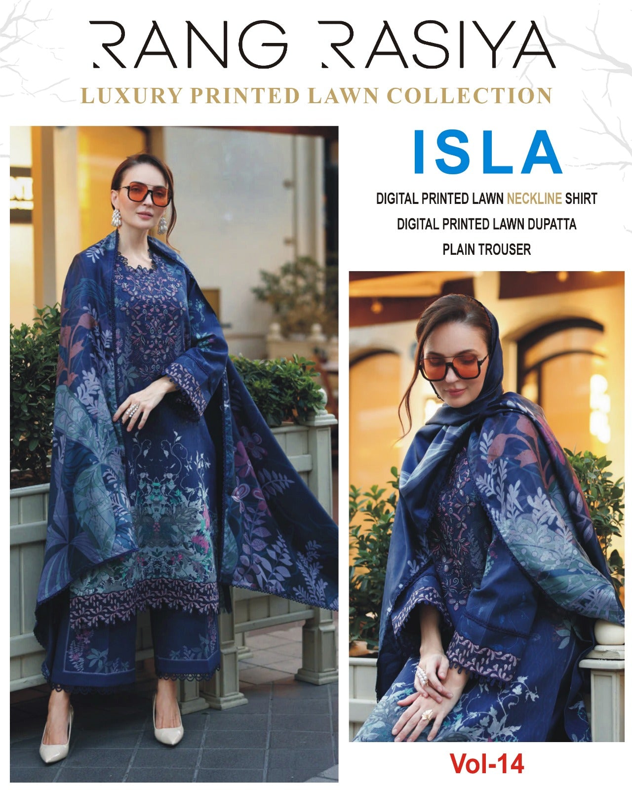 Isla 3PC Printed Lawn With Lawn Dupatta