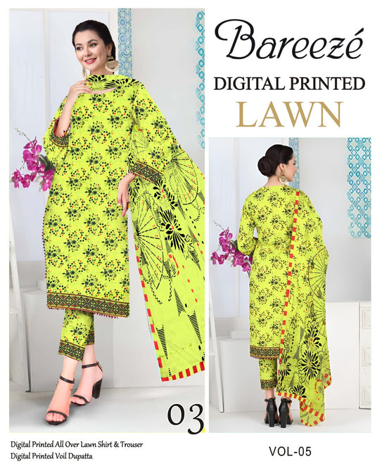 Bareeze Summer Lawn 3PC Suit with Voil Dupatta