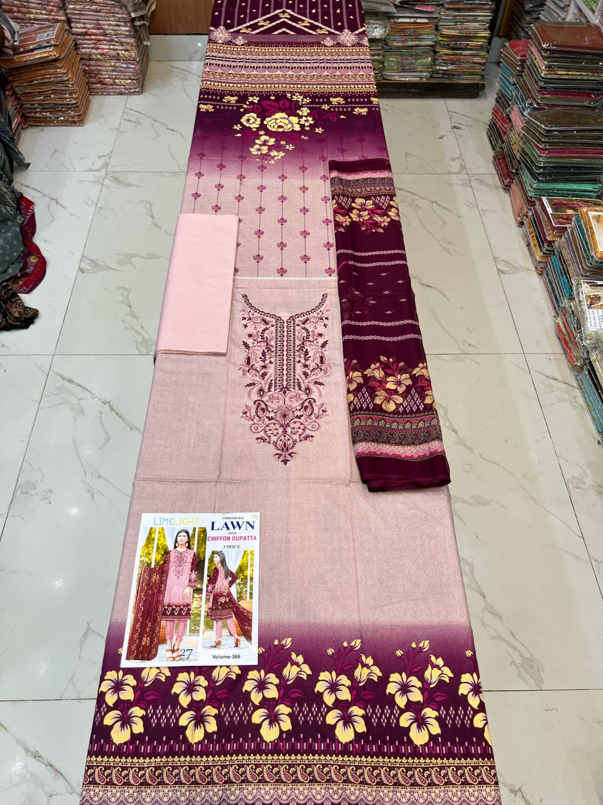 Summer Luxury Lawn – EMB Suit with Chiffon Dupatta