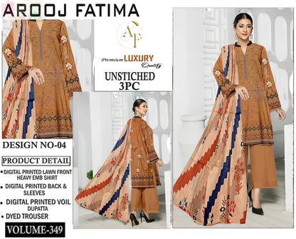 Arooj Fatima Lawn EMB 3PC – Luxury Summer Wear
