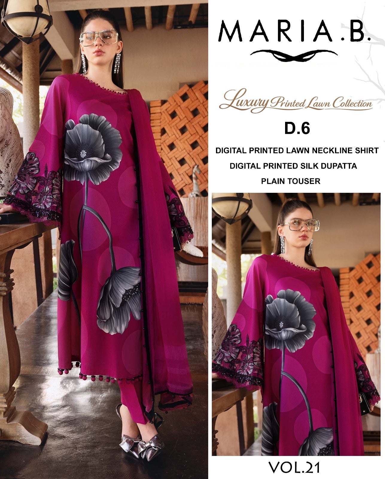 Maria.B Printed Lawn 3PC With Silk Dupatta Article no 6