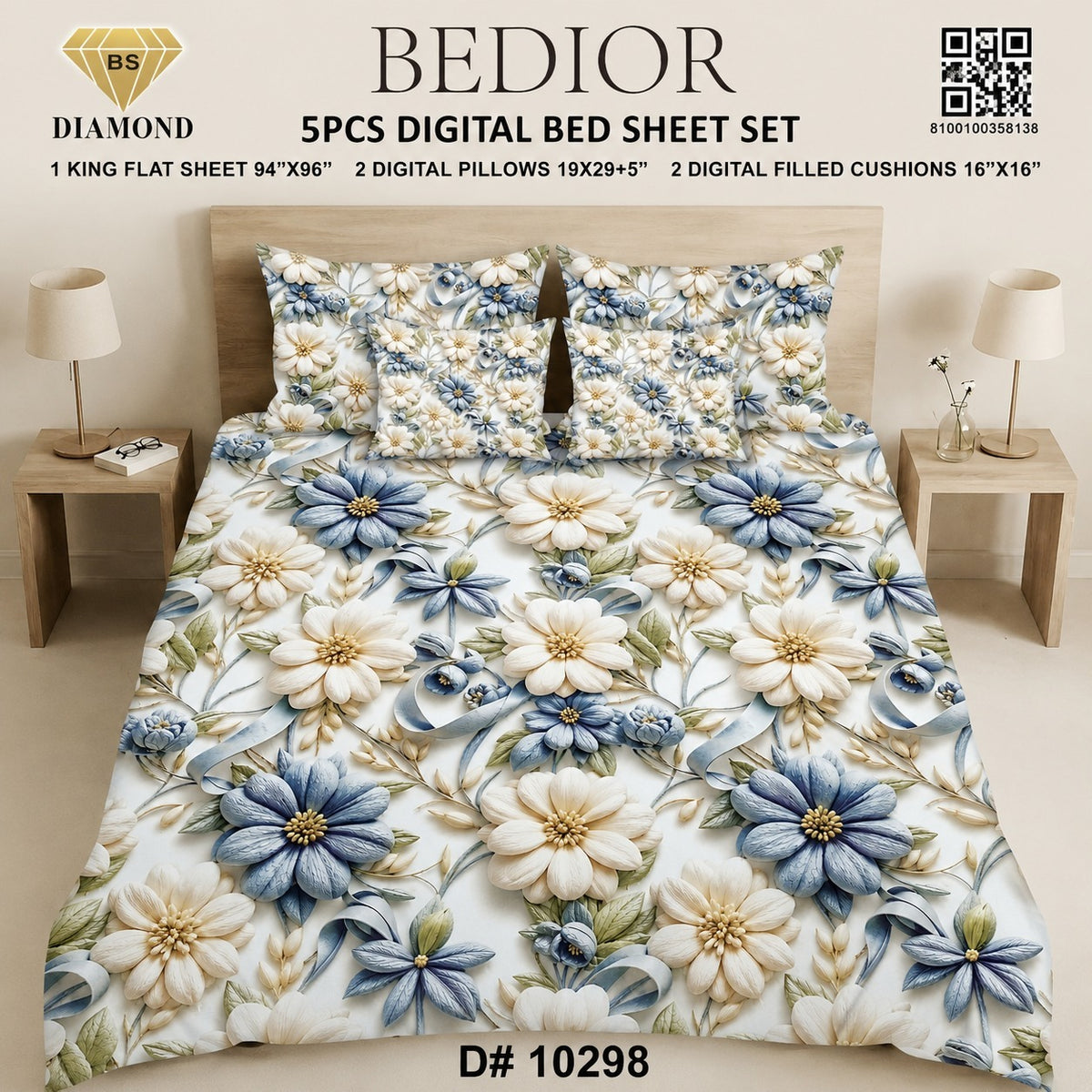 BEDIOR 5PCS DIGITAL BED SHEET SET 10298