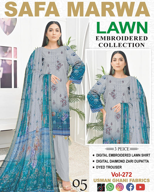 Safa Marwa Original Lawn 3-PC Embroidered Collection