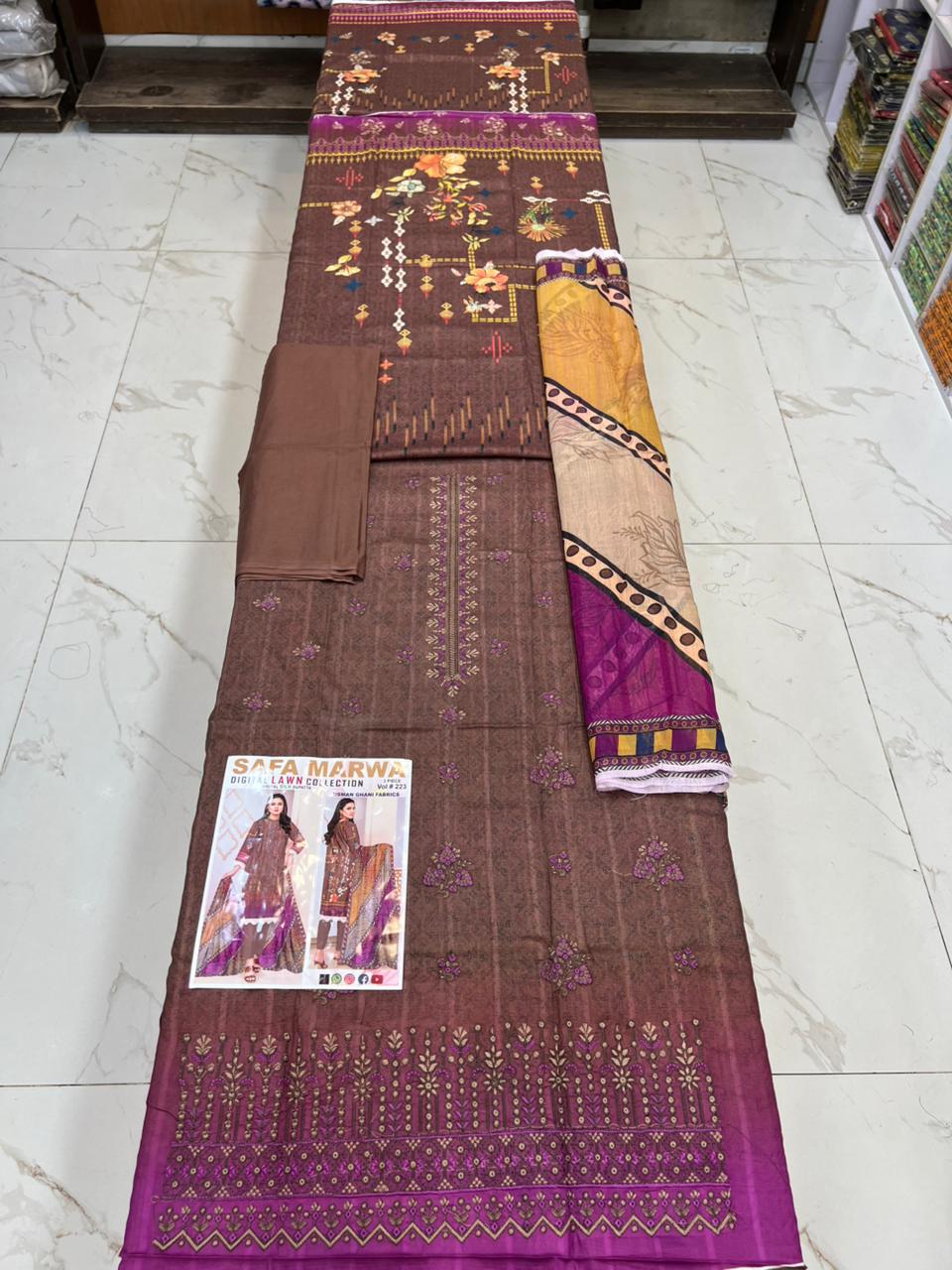 Safa Marwa Original Lawn 3-PC Embroidered Collection